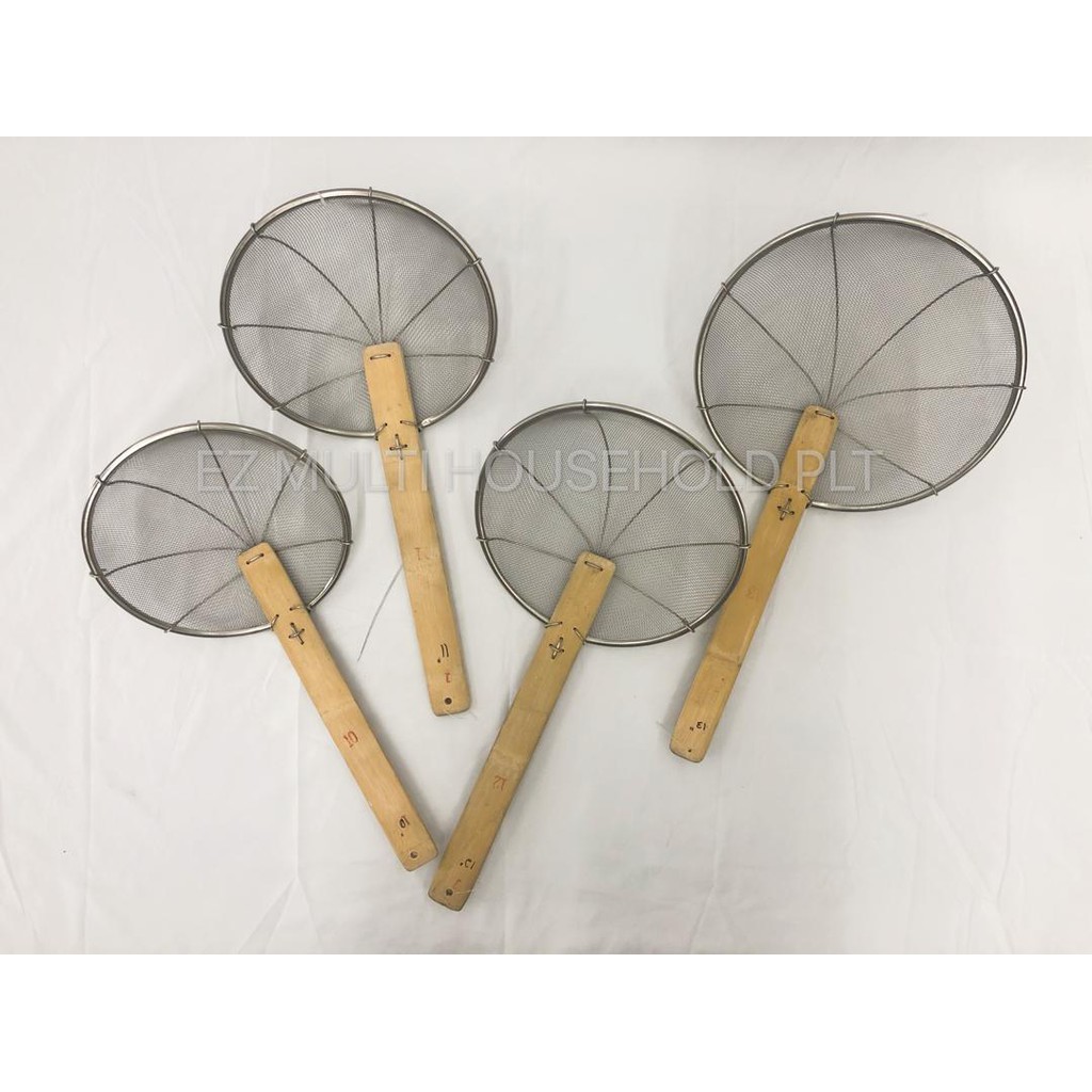 10" - 14" S/S OIL STRAINER BAMBOO HANDLE