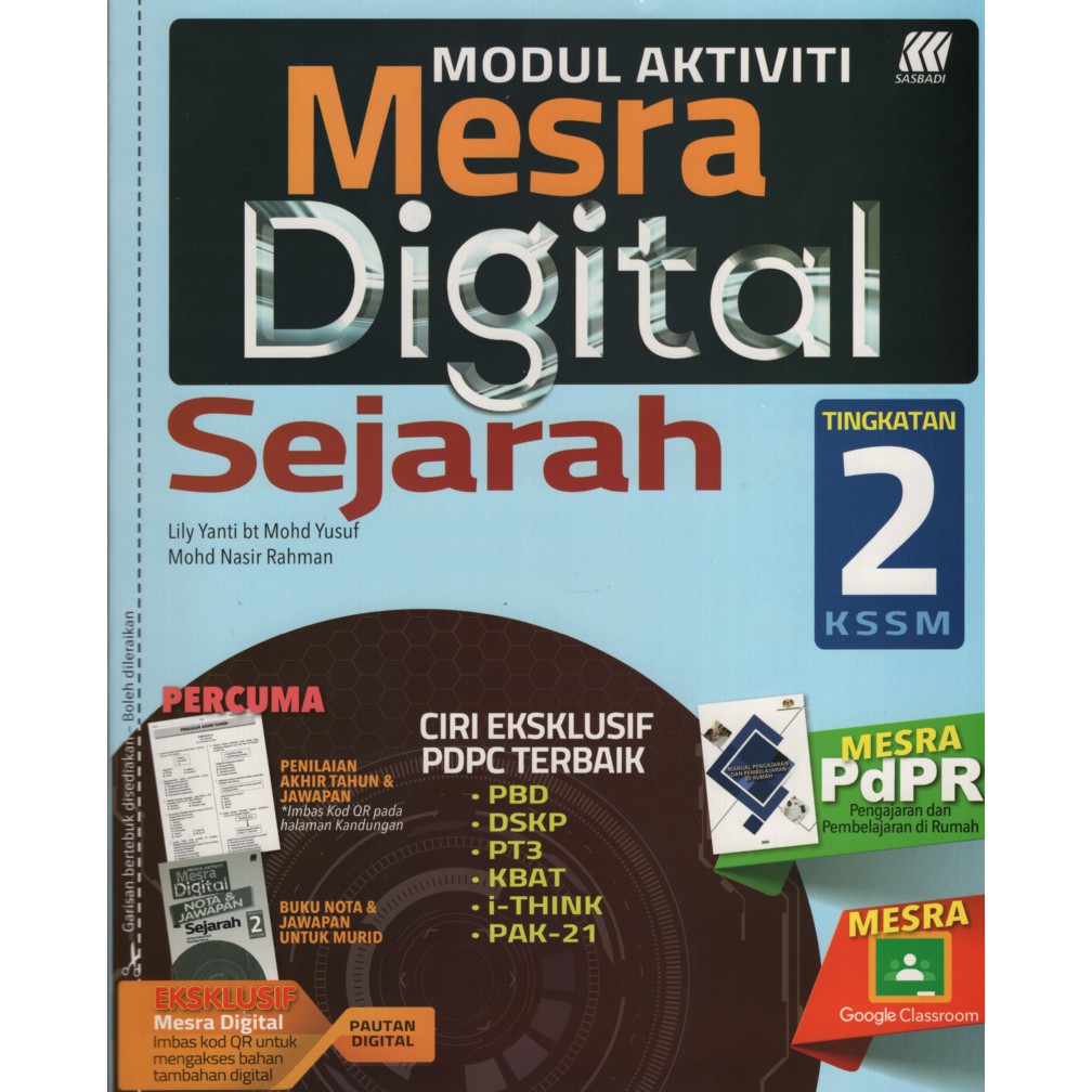 Sasbadi Modul Aktiviti Mesra Digital Sejarah Tingkatan 3 Gallery Bookstore Online