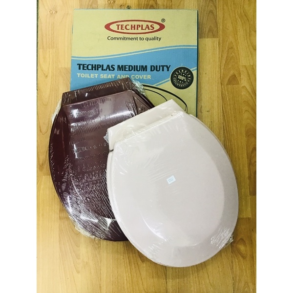 TECHPLAS DELUXE Medium Duty Toilet Seat & Cover (Burgundy / Pink ...