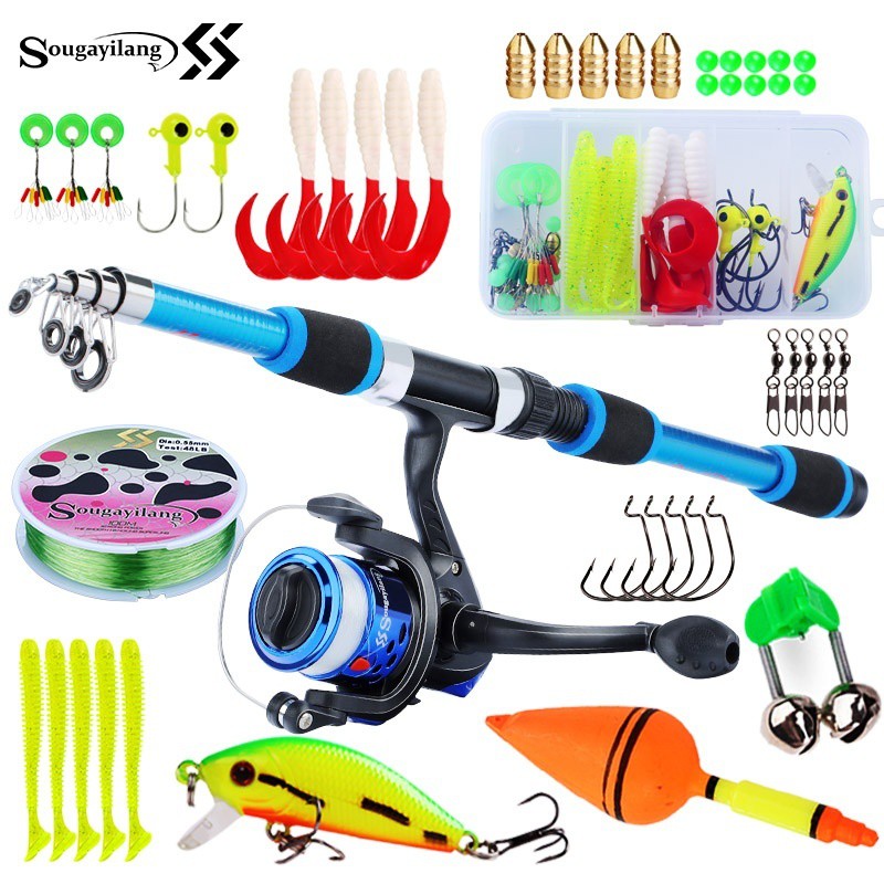 Sougayilang Fishing Rod Reel Set 1.8M Joran Pancing EVA Handle Glass ...