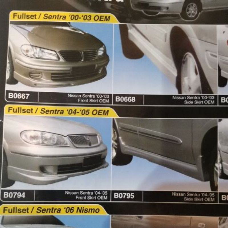 Nissan Sentra various type side front rear bodykit skirting | Shopee ...