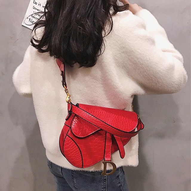 Leather Horse saddle Bag With Big Brocade Strap Shopee Malaysia