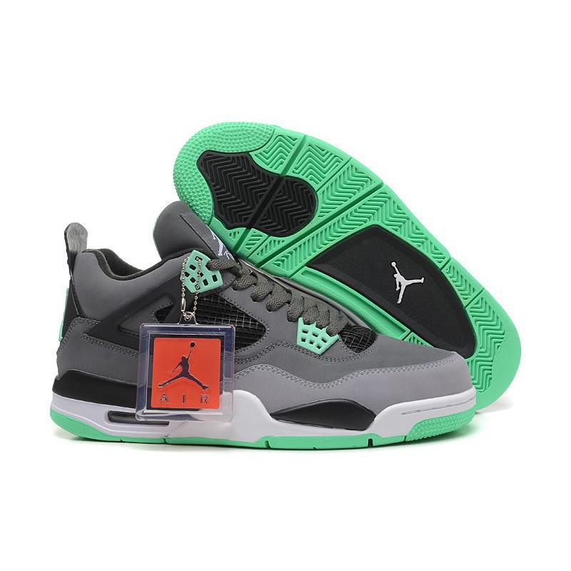 jordan retro 4 green and grey