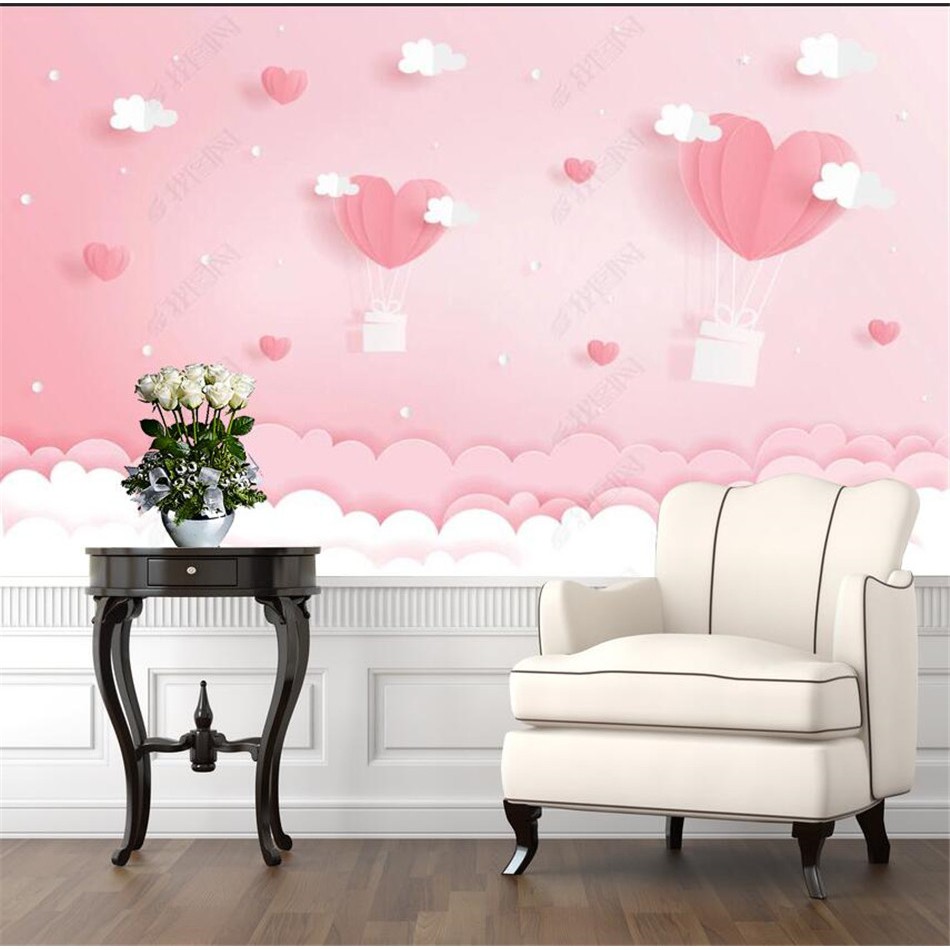 Annagood Pink Clouds Dream Princess Children's Room Background Wall Paper  3D Bedroom Girl Room Decor Mural Wallpapers for Kids Room | Shopee Malaysia