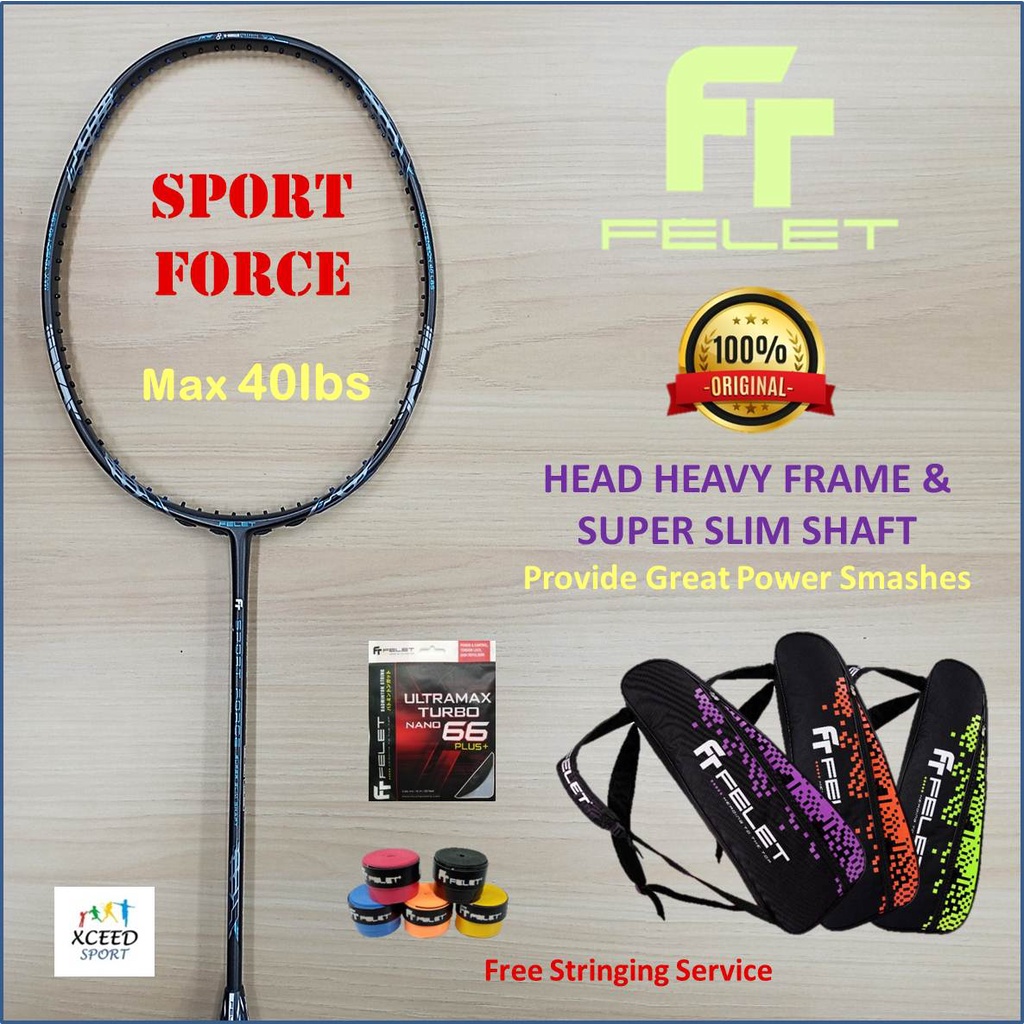 FELET Badminton Racket SPORT FORCE (Head Heavy)(Smashing) (100 Authentic) Shopee Malaysia