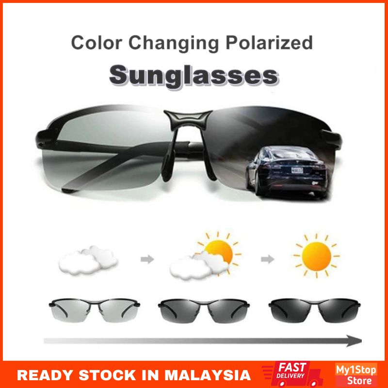 Photochromic Sunglasses Men Polarized Driving Chameleon Glasses Change Color Sunglasses Cermin