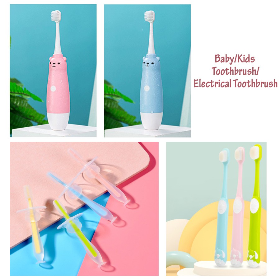 Baby Kids Silicone Toothbrush Electronic Toothbrush Soft Brush Toddler Infant Tongue Brush Teeth Oral Clean Training