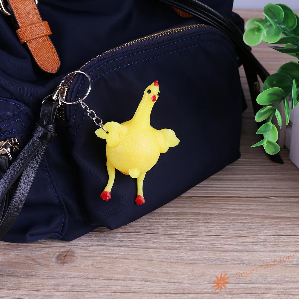 Vent Chicken Whole Egg Laying Hens Crowded Stress Ball Keychain Kids Toys 
