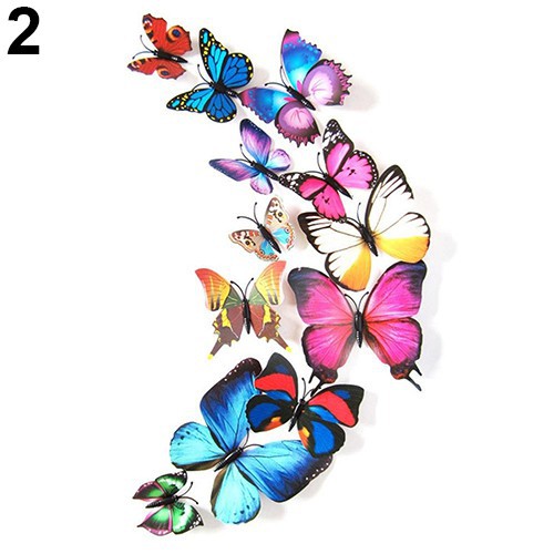 12pcs 3d Butterfly Diy Wall Mural Stickers Door Decals Home Room