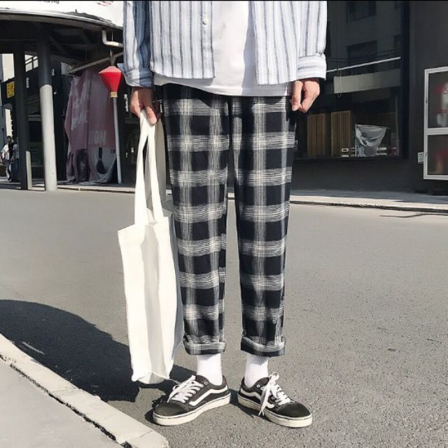 Checkered Pants Men Women Unisex Hypebeast Fashion Korean Street