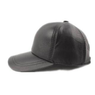 mens black leather baseball cap