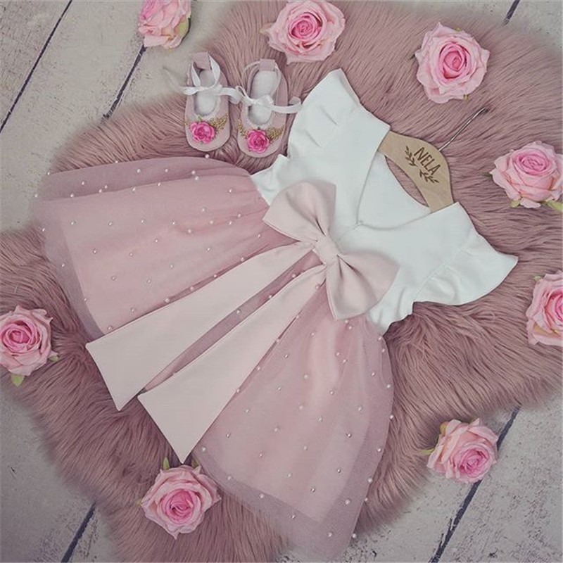 NNJXD Baby Girls Dress Cute Lace Bow Princess Birthday Baptism Dresses Wedding Party Gown