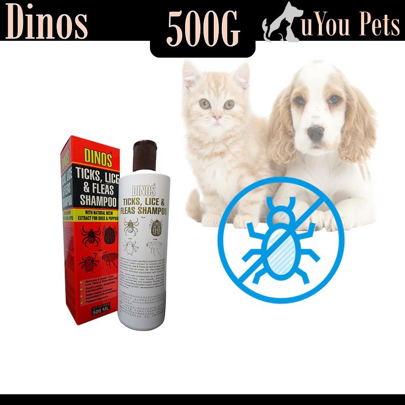 Dinos Ticks, Lice & Fleas Shampoo for dog & Cat 500ml (Prevent fleas