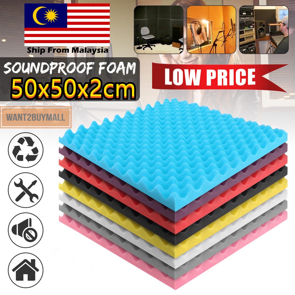 ?? 1pcs 50x50x2cm Soundproof Sponge Studio Egg Wall Mount Sound Stop Absorption Panel KTV Recording Studio Acoustic Foam