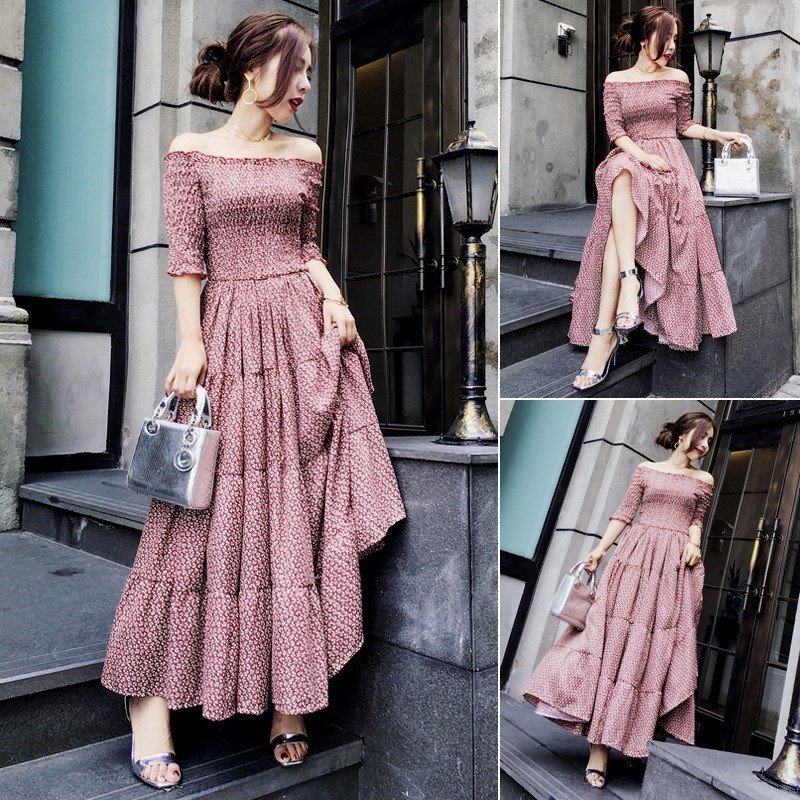 Ready Stock Women Clothing Evening Dinner Floral Maxi Dresses Girls Dress Shopee Malaysia