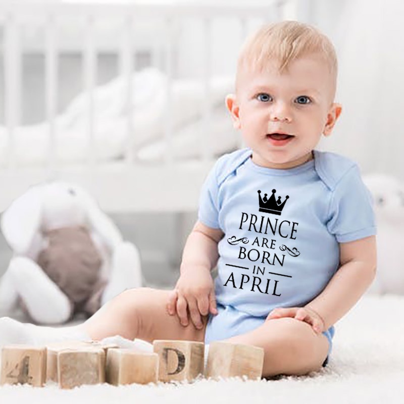 Prince Are Born In 1-12M Pattern Baby Onesie Baby Boys Blue Romper Pregnancy Announcement Bodysuit