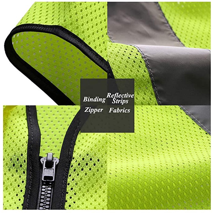 PROT High Visibility Mesh Safety Reflective Vest with Pockets and Zipper Meets ANSI/ISEA Standards