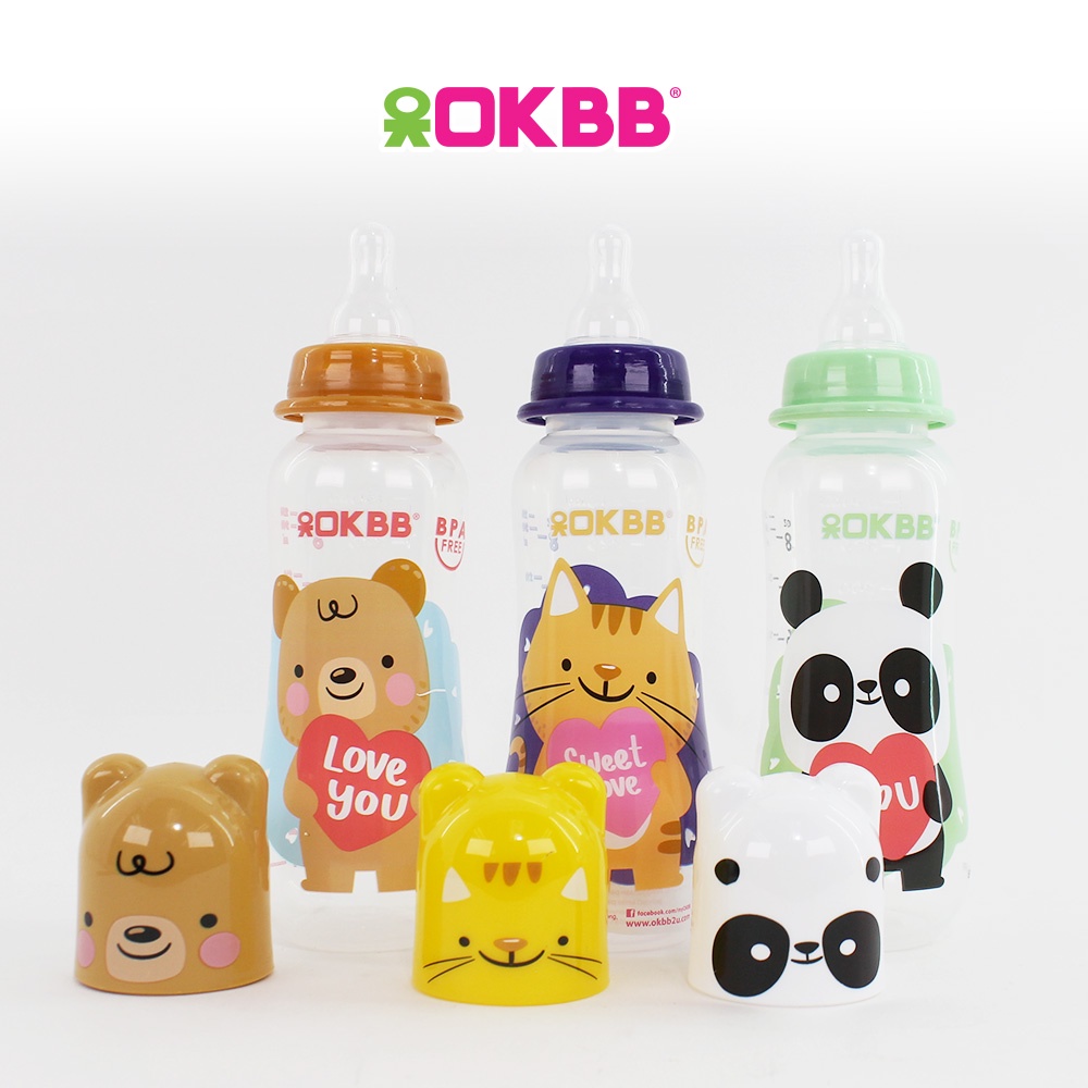 OKBB 3-in-1 Triple Pack Feeding Bottle with Standard Neck Teats