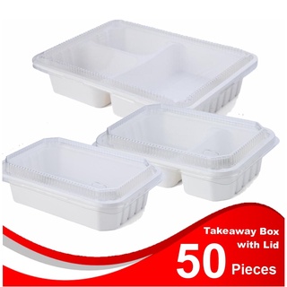 Fest Bio Takeaway Box With Lid / 2 / 3 Compartment (600ml / 100ml), (Pack of 25)