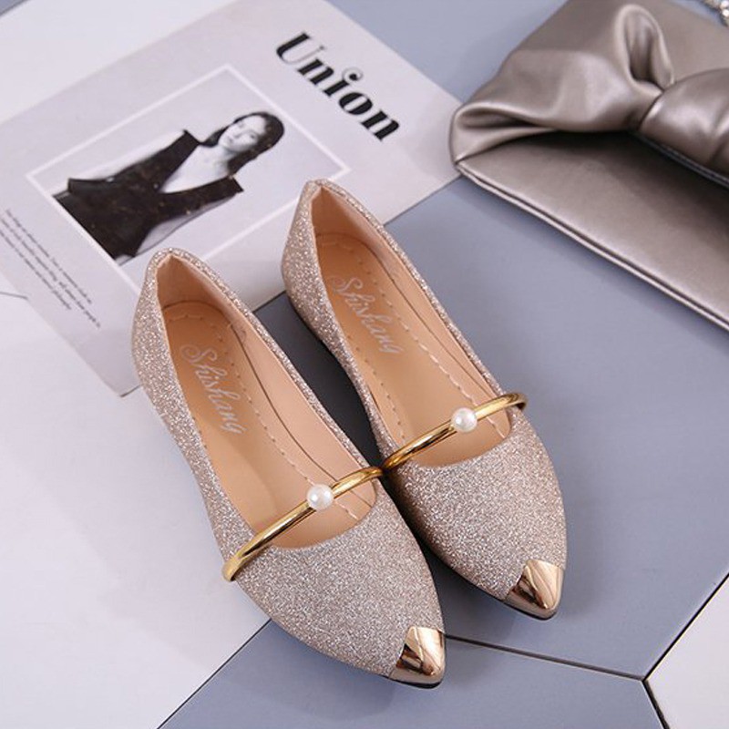 silver flat shoes ladies