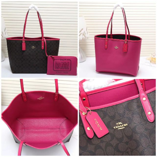 coach pink reversible tote