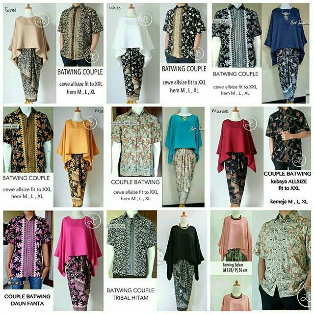 Batik Batwing set sedondon couple  baju  batwing kain 