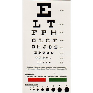 pocket snellen eye chart visual acuity eye vision test chart