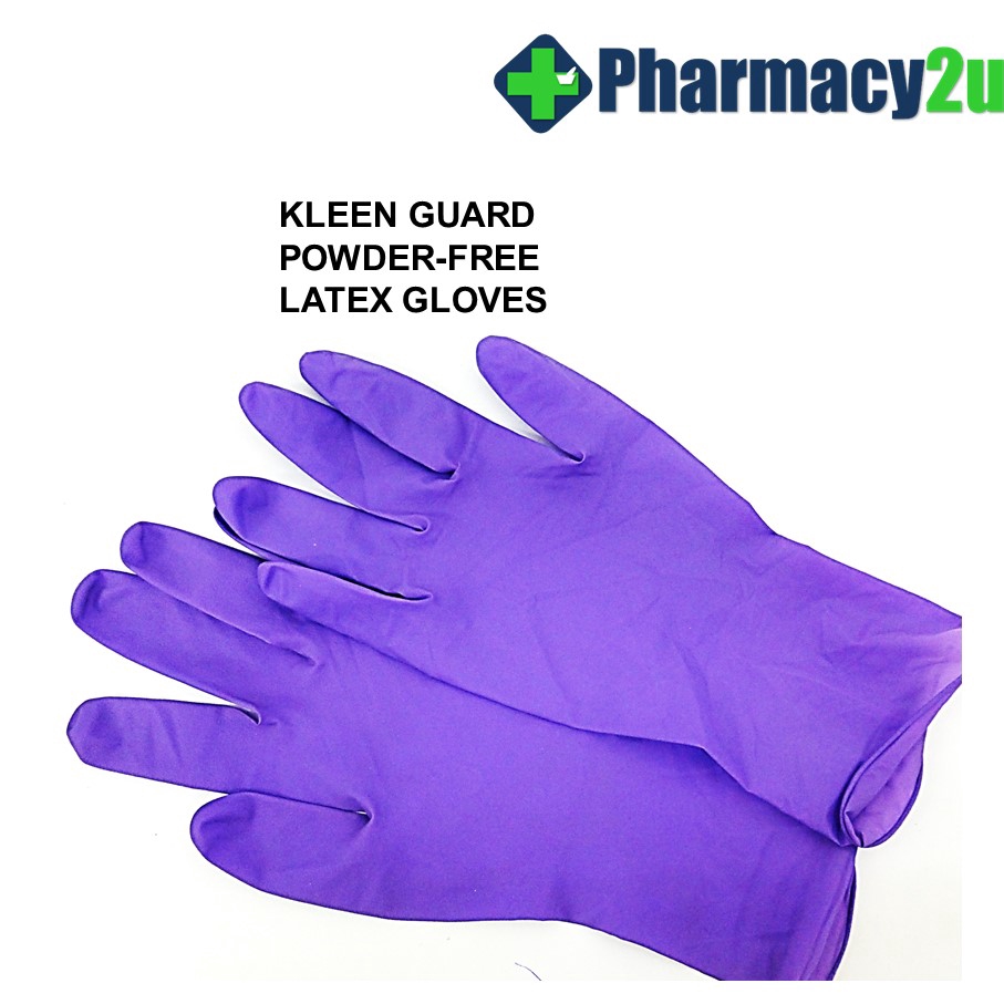 purple latex gloves