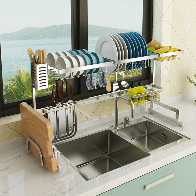 304 Stainless Steel Dish Rack Kitchen Sink Storage Rack Dish Drainer