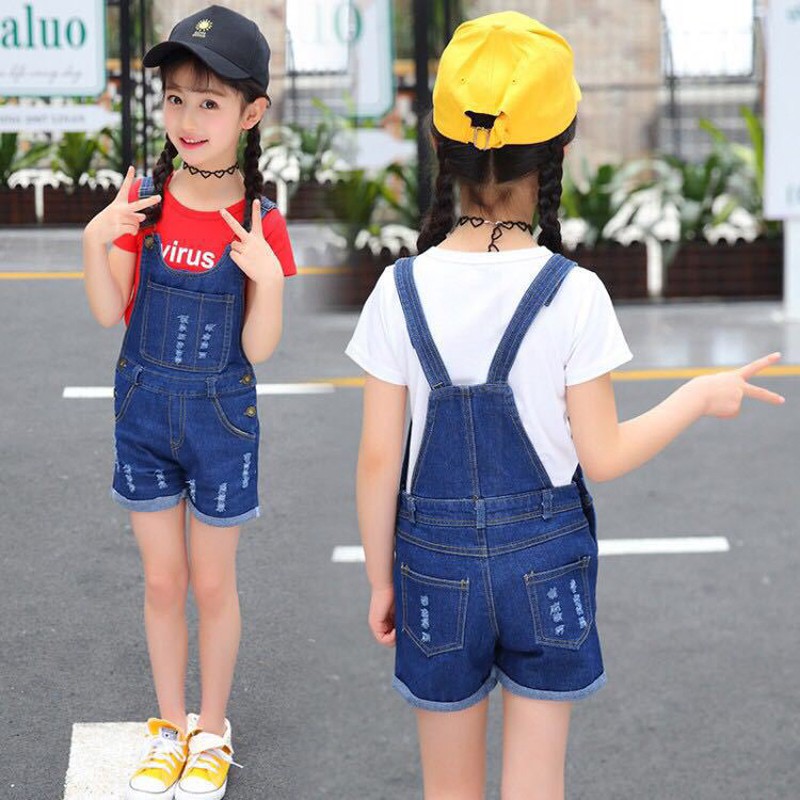 girls denim overall shorts