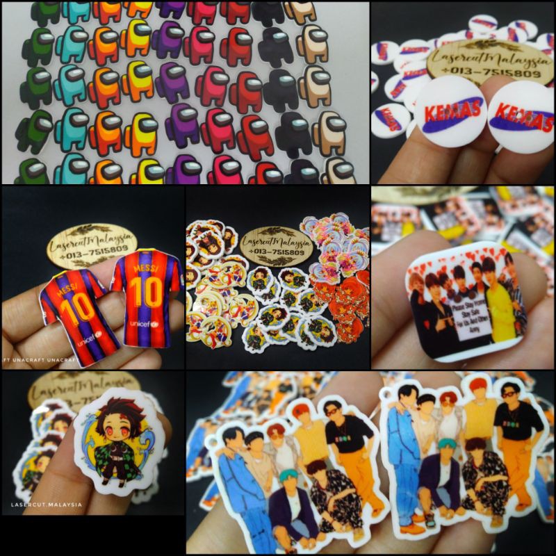 Custom Printed Acrylic Button / Printed Acrylic Doodle ...