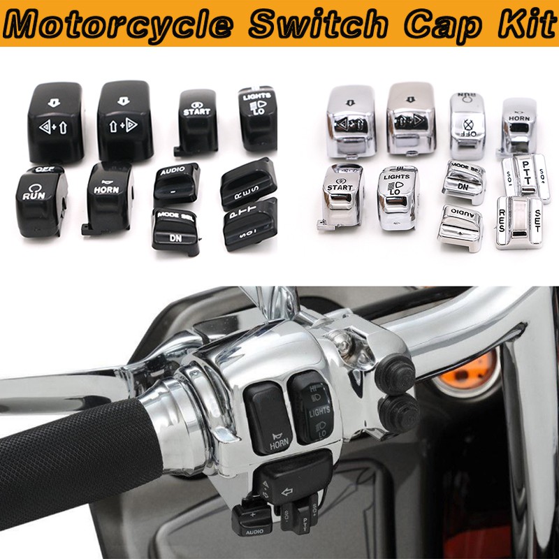10pcs Chrome Hand Control Switch Housing Caps Cover For Harley Touring FLHR FLHX