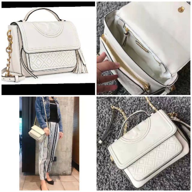 TB FLEMING SATCHEL TORY BURCH WHITE 