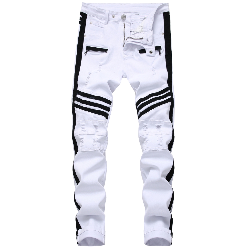 white zipper jeans