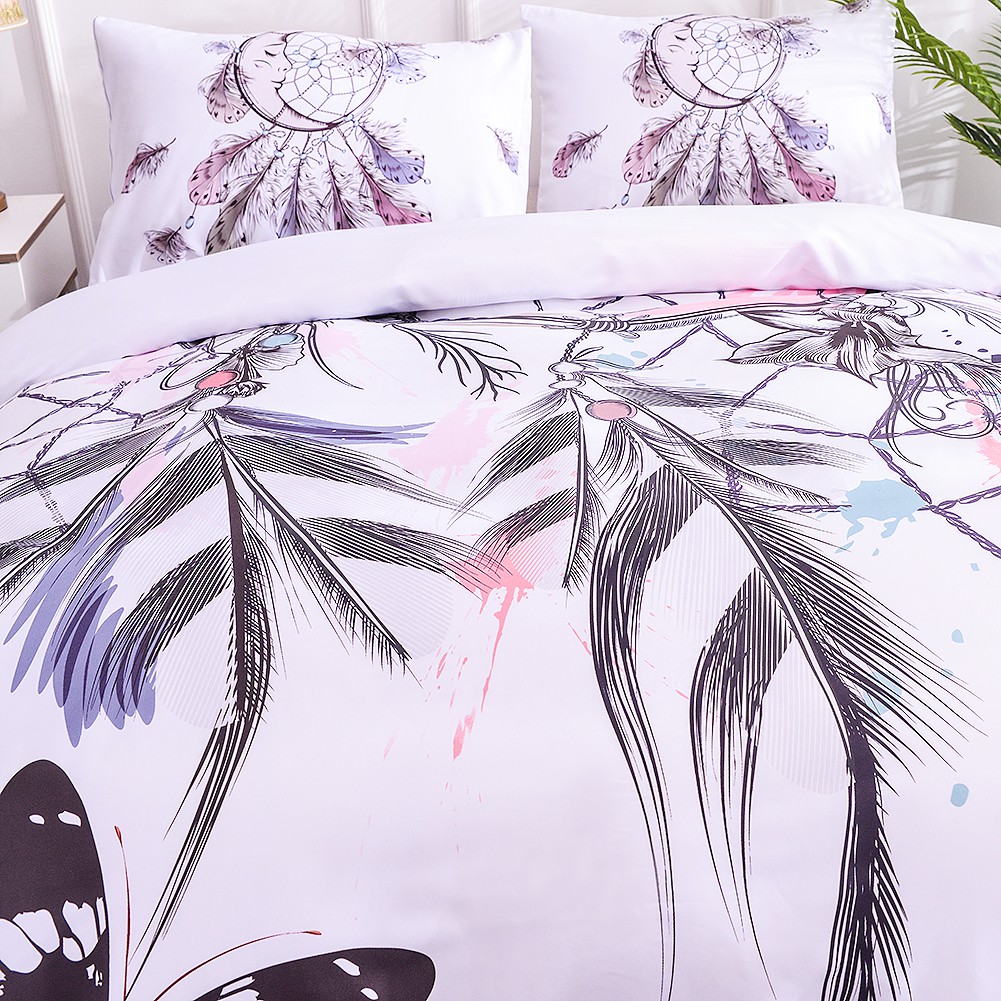 Bedding Butterfly Lilac Purple Print Design Duvet Quilt Cover Set