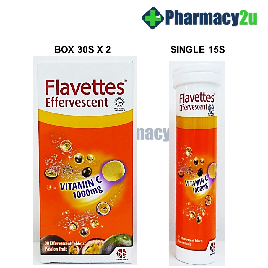 Flavettes Effervescent Vitamin C 1000mg Passion Fruit Flavour 15s 30s Shopee Malaysia