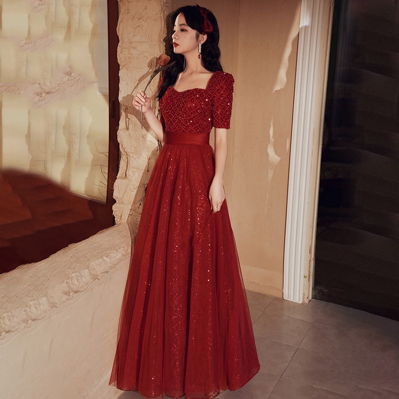 wine red dress for wedding