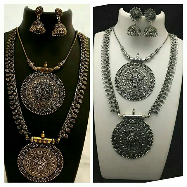 (ReadyStock)GIFT BOX Nayanthara inspired oxidized German silver set(choker/neckpiece/saree/wedding/engagement/jewellery)