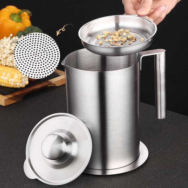 Oil Storage Grease Keeper Grease Strainer Pot Grease Container with ...