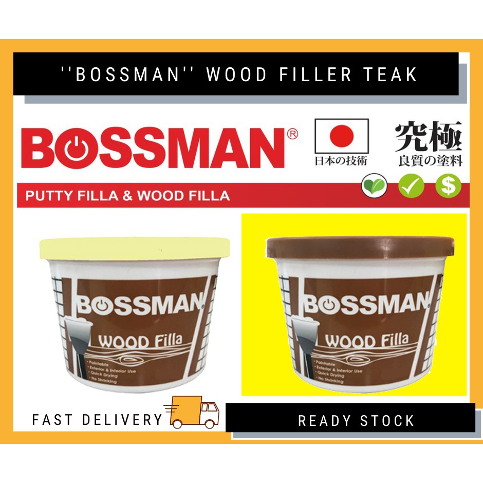 Bossman Wood Filler Cracks and Holes 0.5kg Nature/ Teak Wood Filla