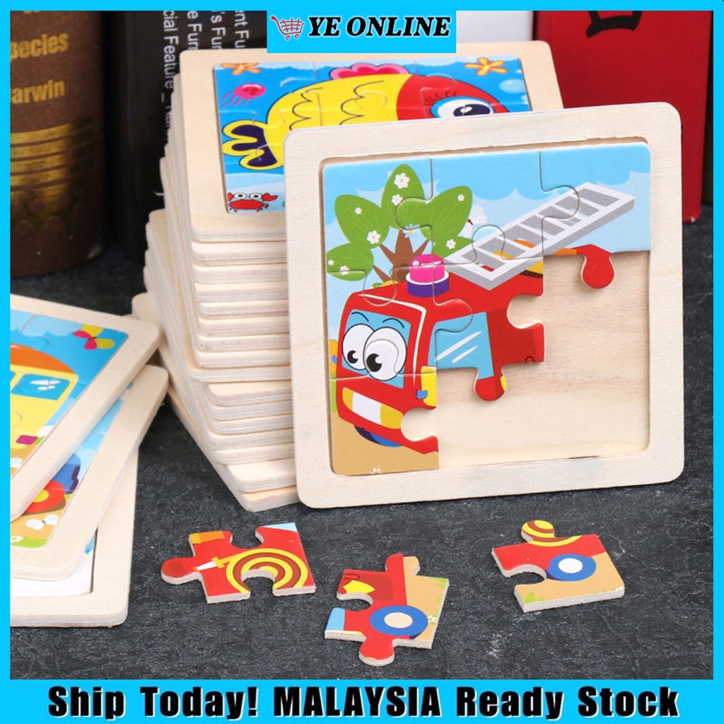 9 Pieces Kids Wooden Jigsaw Puzzle Early Education Toys goodies idea Mainan Pendidikan Awal Kanak Teka-teki Kayu幼儿益智木制拼图