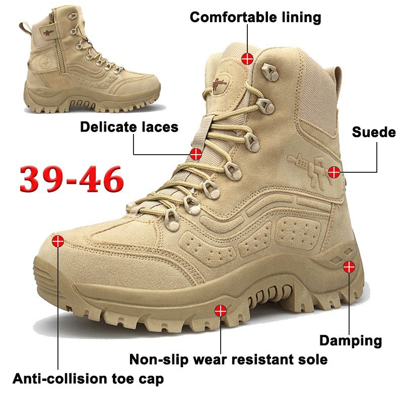 New leather military boots outdoor tactical shoes combat boots army
