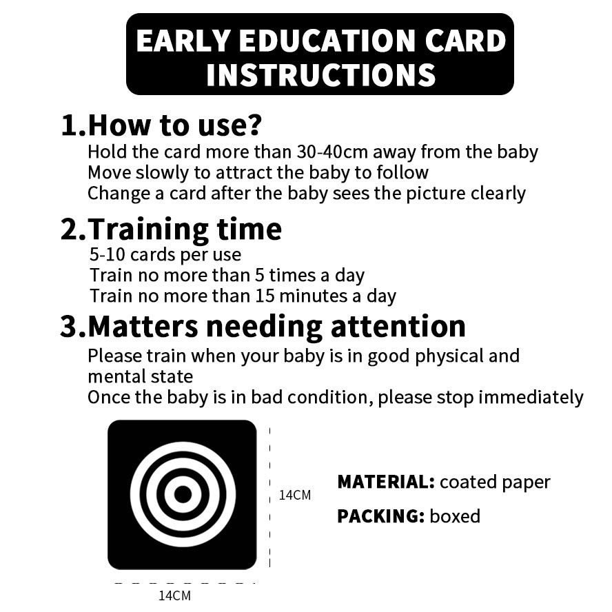 Baby Flash Card Double sided Black White Sensory Visual Stimulation Early education Learning Montessori For Newborn Toys