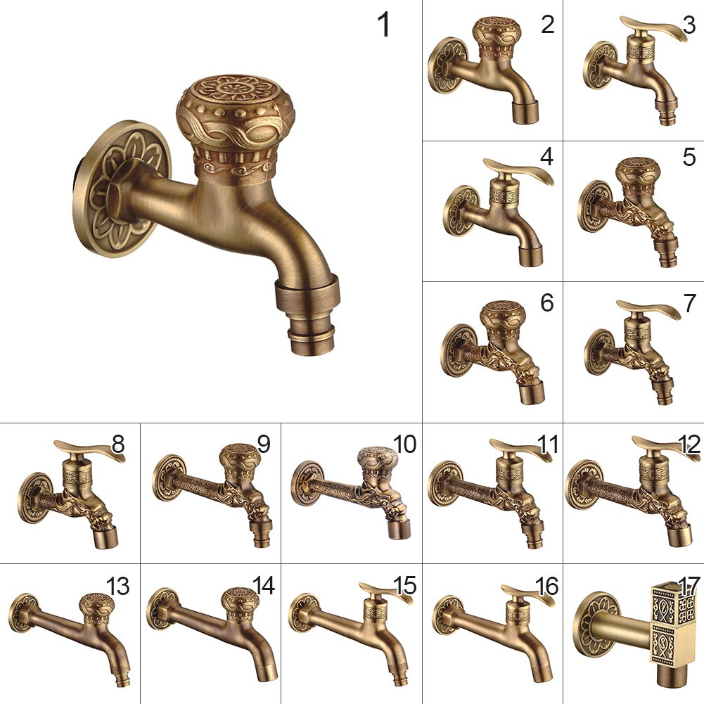 Luxury Antique Brass Decorative Outdoor Faucet Garden Bibcock Tap