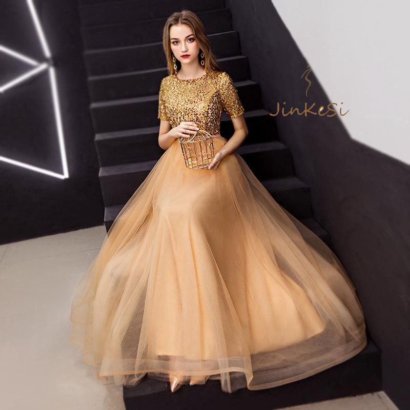 golden colour long gown