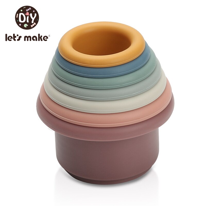 Have Must Baby Stacked Cup Silicone Building Block Montessori Education Toy Hourglass Plastic Folding Tower Bath Game...