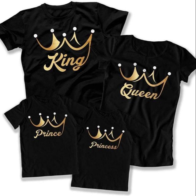 Free Name Gold Printing Family Tshirt King Queen Prince