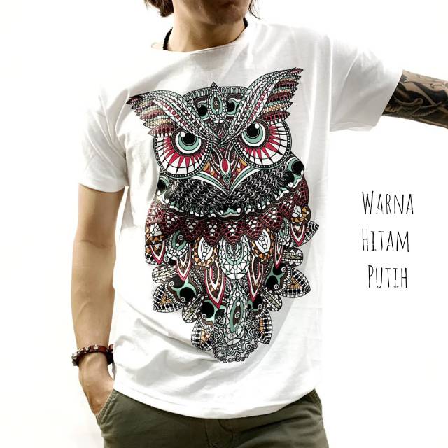 Men'S Shirts distro black owl batik T 