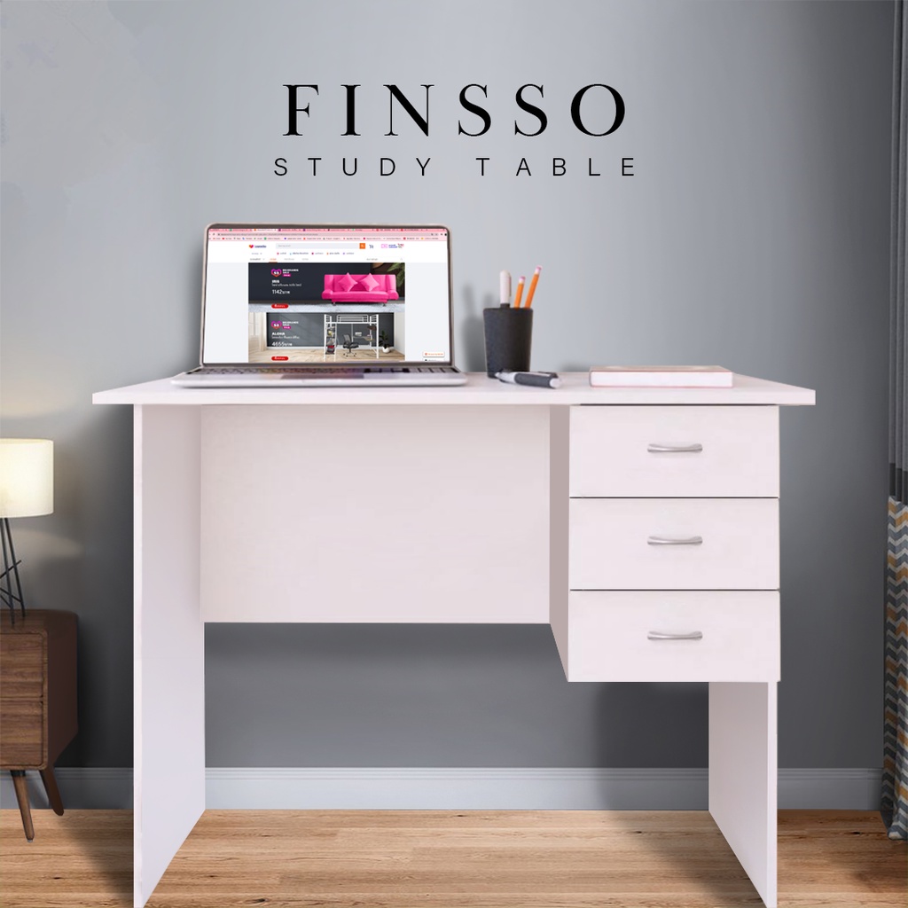 FINSSO: Writing Table 3.9ft (L:120cm) Office desk Study Desk with 1 DRAWER