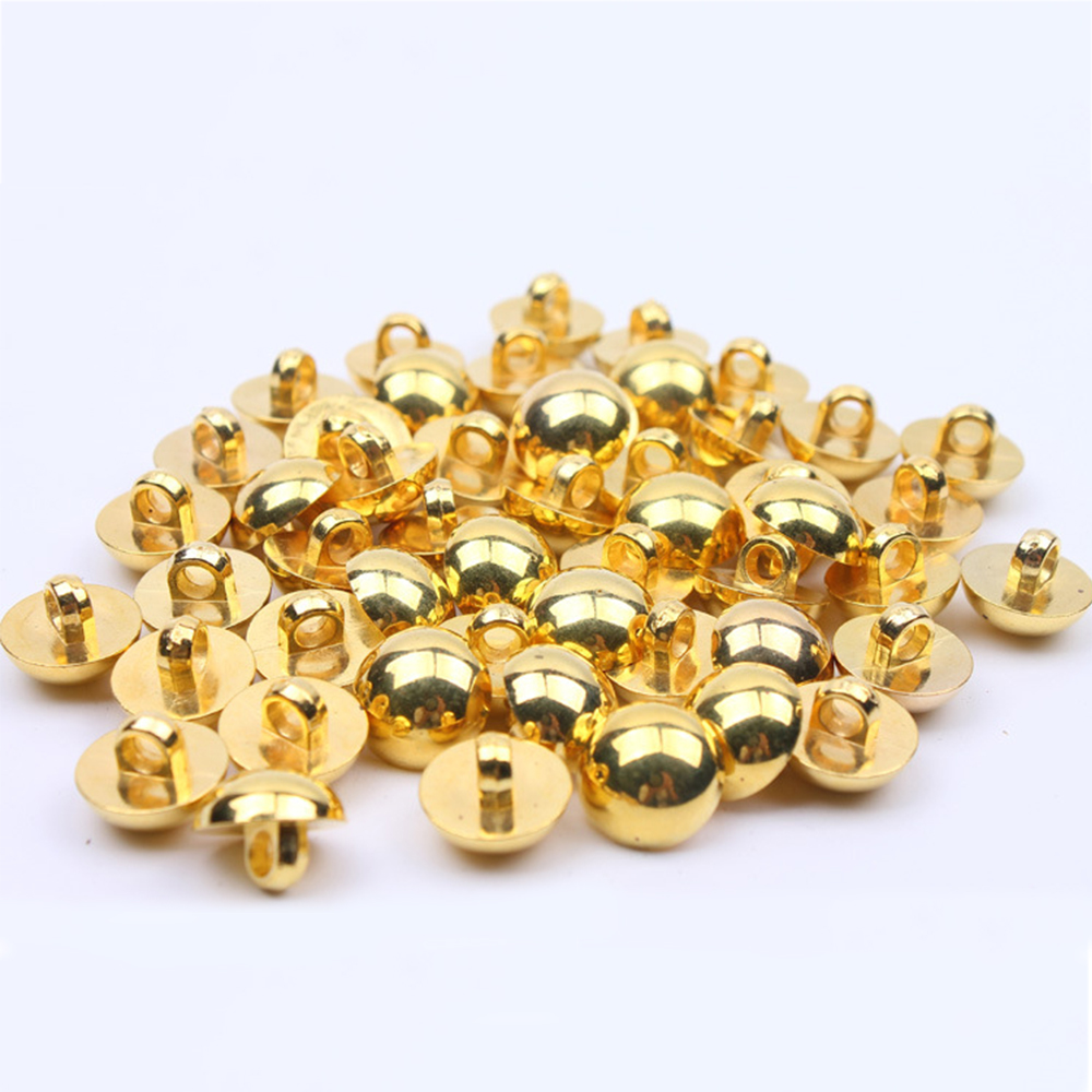 50 Pcs/Lots 12.5mm  Plastic Buttons With Polished Gold Finish For Most Applications From Costume To Dress Wear
